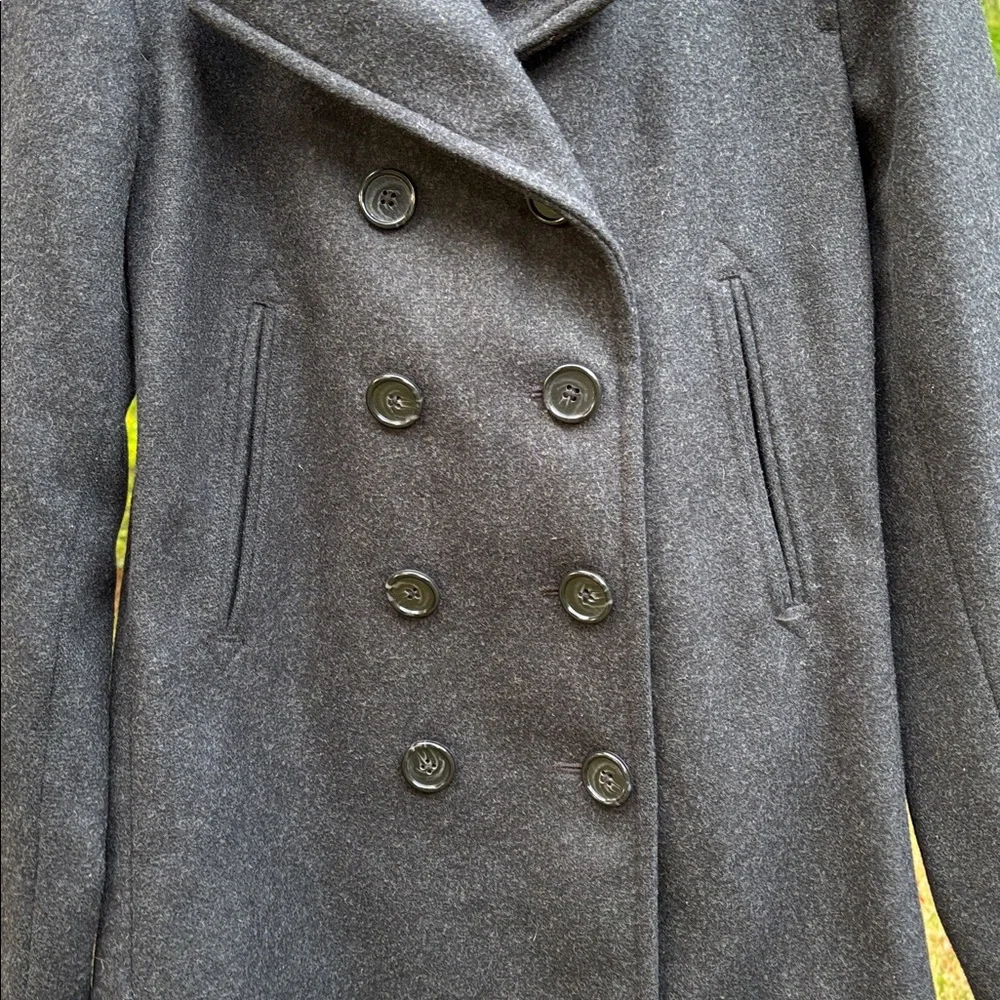 J. Crew Wool Blend Double Breasted Peacoat in Charcoal Gray Sz M